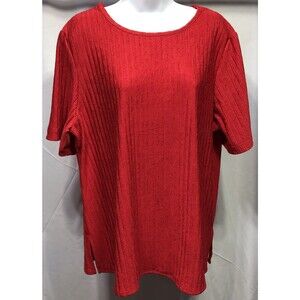 Jessica Michelle Crepe Knit top 18W Red Short Sleeve Capsule Office